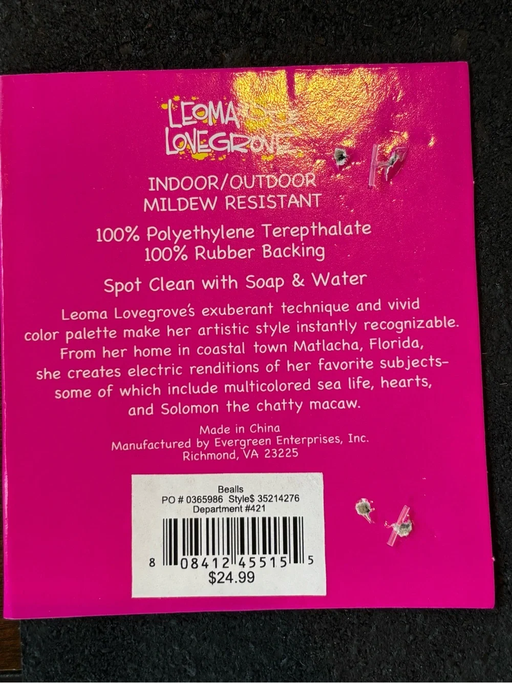 Leoma Lovegrove Indoor Outdoor Tropical Palm Tree Door Mat NWT